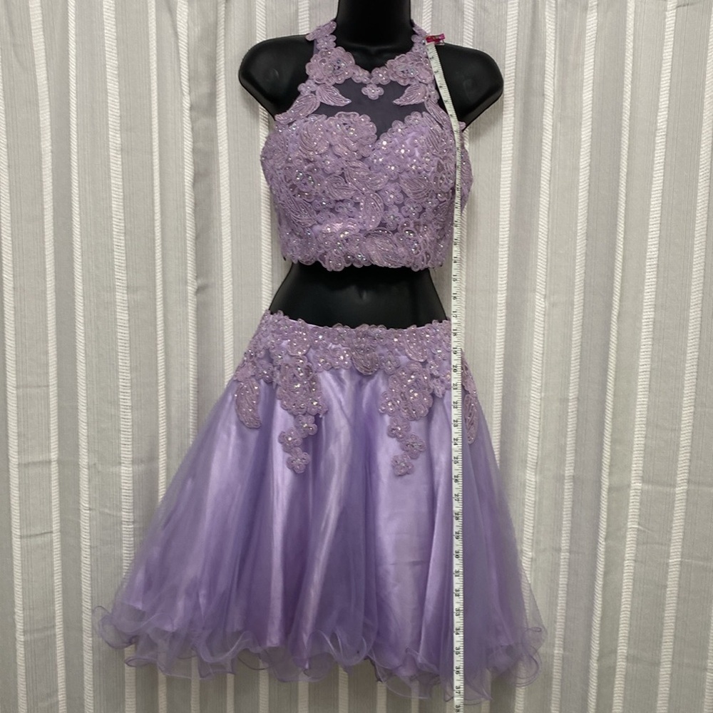Anny Lee 2 Piece Halter Dress Homecoming Prom Purple Lavender Size Small EUC - Picture 8 of 12